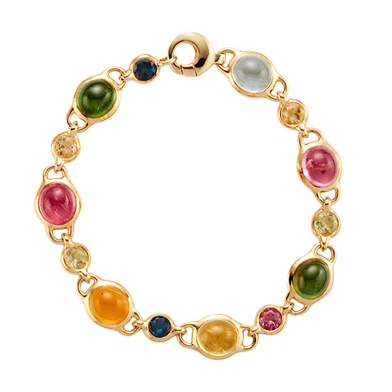 18K Cabochon Mix Gemstone Bracelet